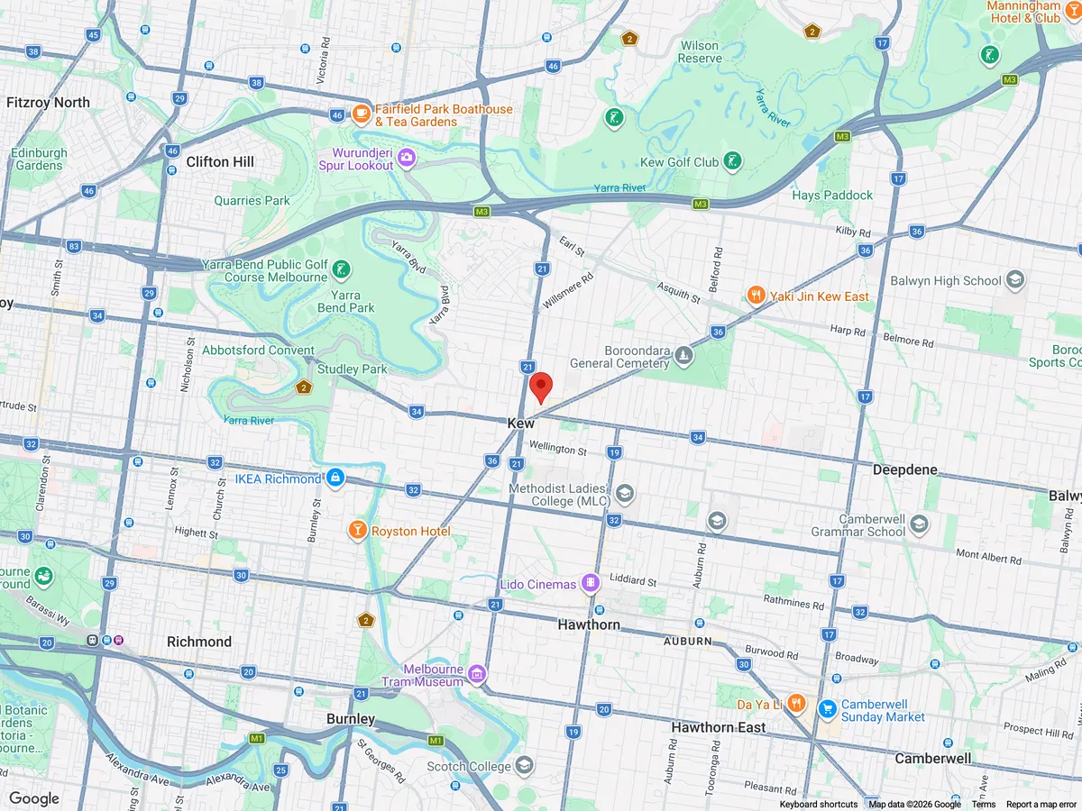 Orthodontist Kew Map of Kew